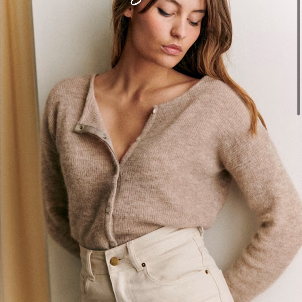 Sezane Gaspard Cardigan Light Beige - Size XS
